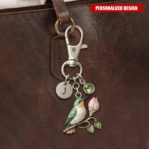 A Little Hummingbird for You keychain - Custom Initial & Birthstone Memorial Gift