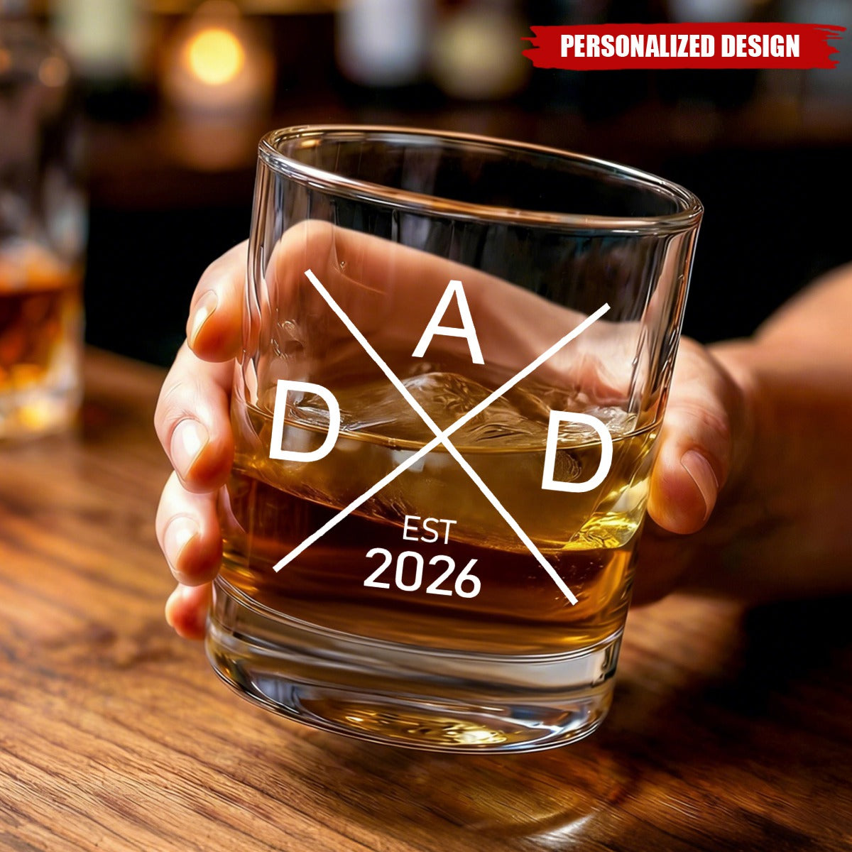 Personalized Established Year Dad Whiskey Glass - First Father’s Day Gift for New Dad