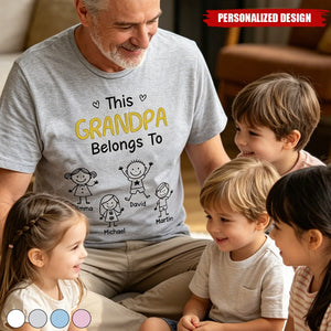 Personalized Figure Stick‑Figure Family T‑Shirt - Custom Children Names Gift for Father
