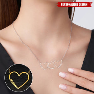 Personalized Interlocking Heart Name Necklace - A Holiday Gift for Friends And Family