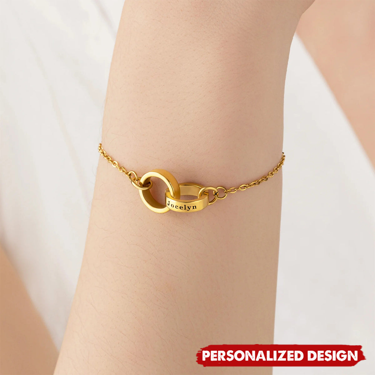 Personalized Double Circle Bracelet — Custom Name Valentine’s Day Gift