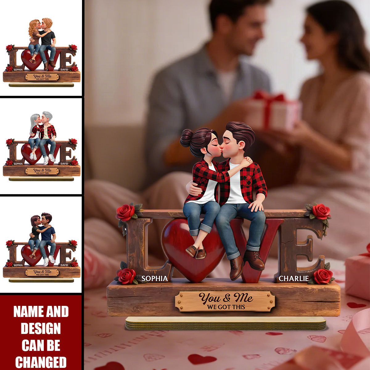 Personalized Couple Wooden Plaque “You & Me” – Custom Romantic Gift for Lovers