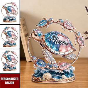 Personalized Mom Sea Turtle Family Desktop Ornament -  Gift for Mom, Mother’s Day Gift
