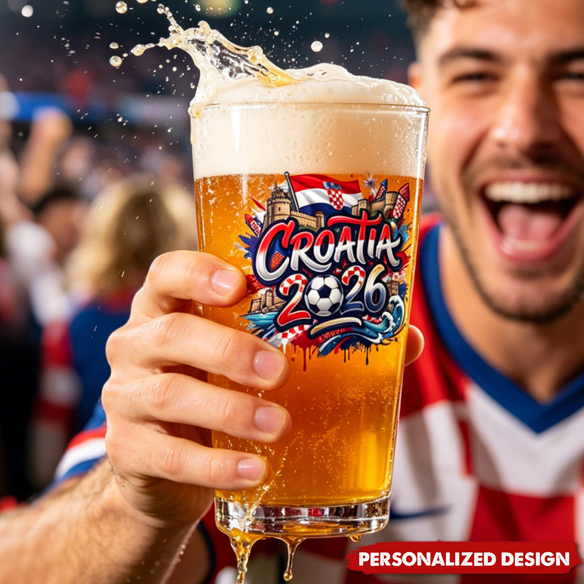 Personalized World Cup Soccer Pint Glass Gift for Football Fans - Custom Name