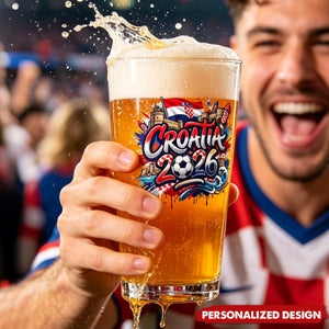 Personalized World Cup Soccer Pint Glass Gift for Football Fans - Custom Name