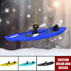Personalized Kayak Couple Ornament – Custom Color & Name Christmas Gift
