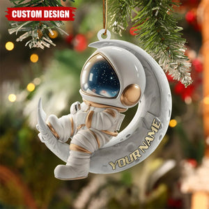 Custom Astronaut Moon Ornament – Personalized Space Lover Christmas Decoration
