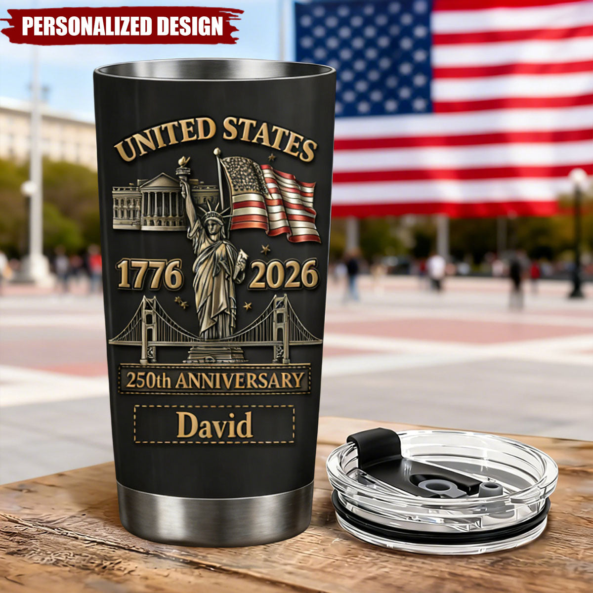 Personalized 250th Anniversary Tumbler – Gift for Him or Veteran