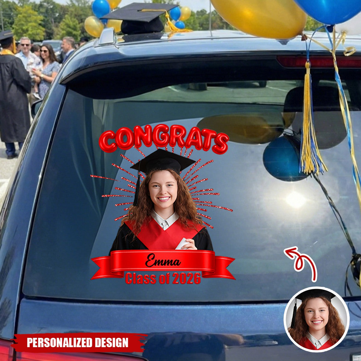 Personalized 2026 Graduation Photo Car Decal - Custom Photo & Name Sticker