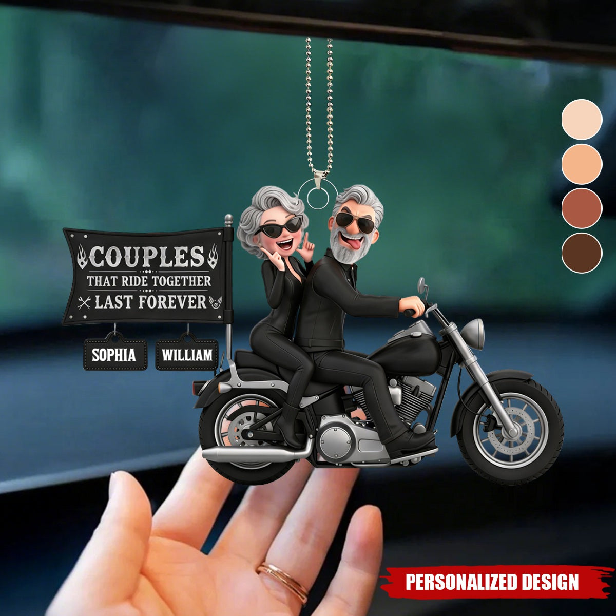 Couples That Ride Together Personalized Car Ornament - Gift For Couples