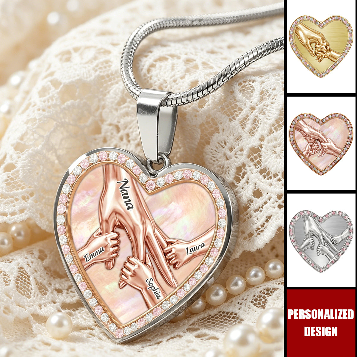 Personalized Name Family Heart Necklace - Mother's Day Gift