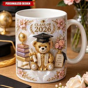 Personalized Class of 2026 Bear Graduation Mug