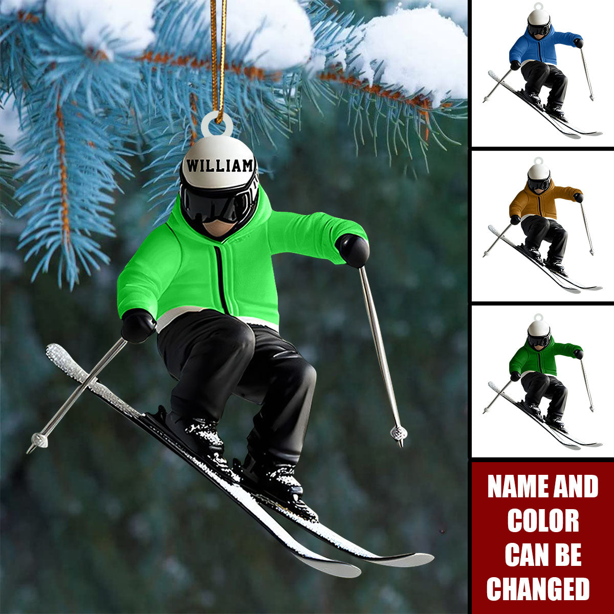 Personalized Ski Holiday Ornament – Perfect Gift for Winter Athletes