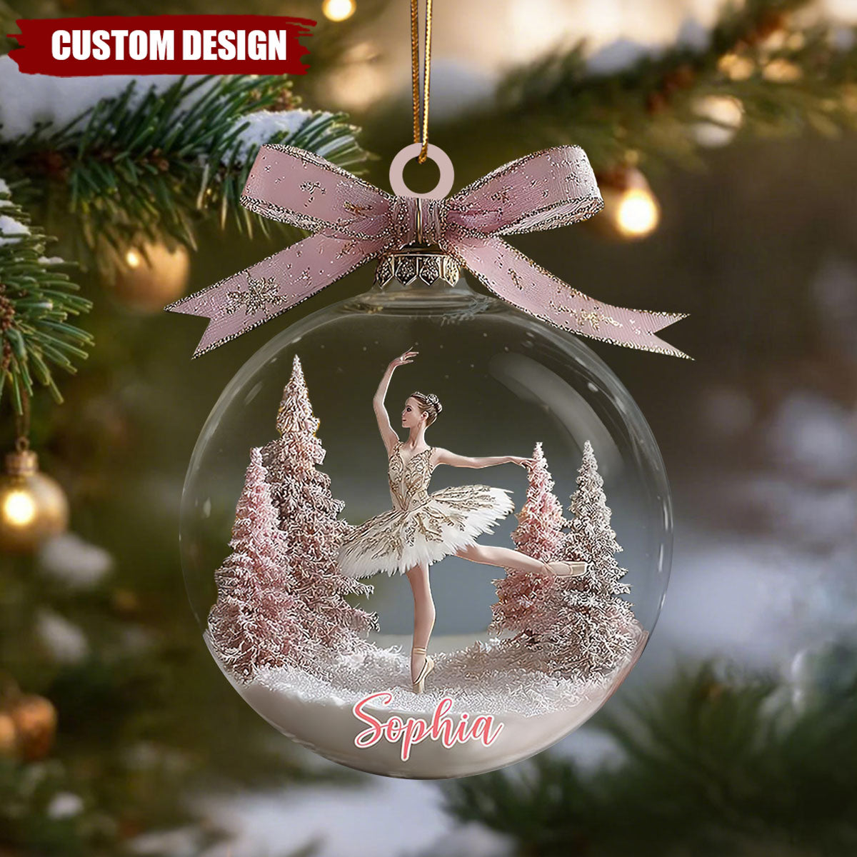 Elegant Ballerina Christmas Ornament – Personalized Gift for Dancers