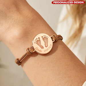 Personalized Baby Footprint Bracelet - Custom Name Birth Date