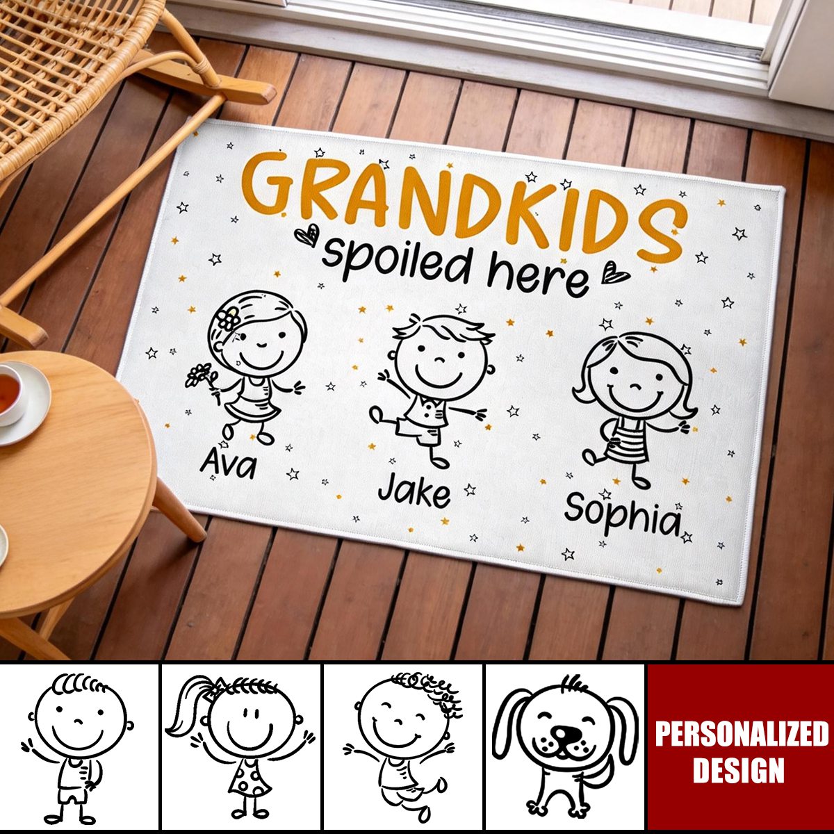 Personalized Grandkids Spoiled Here Doormat - Custom Name Grandparent Gift