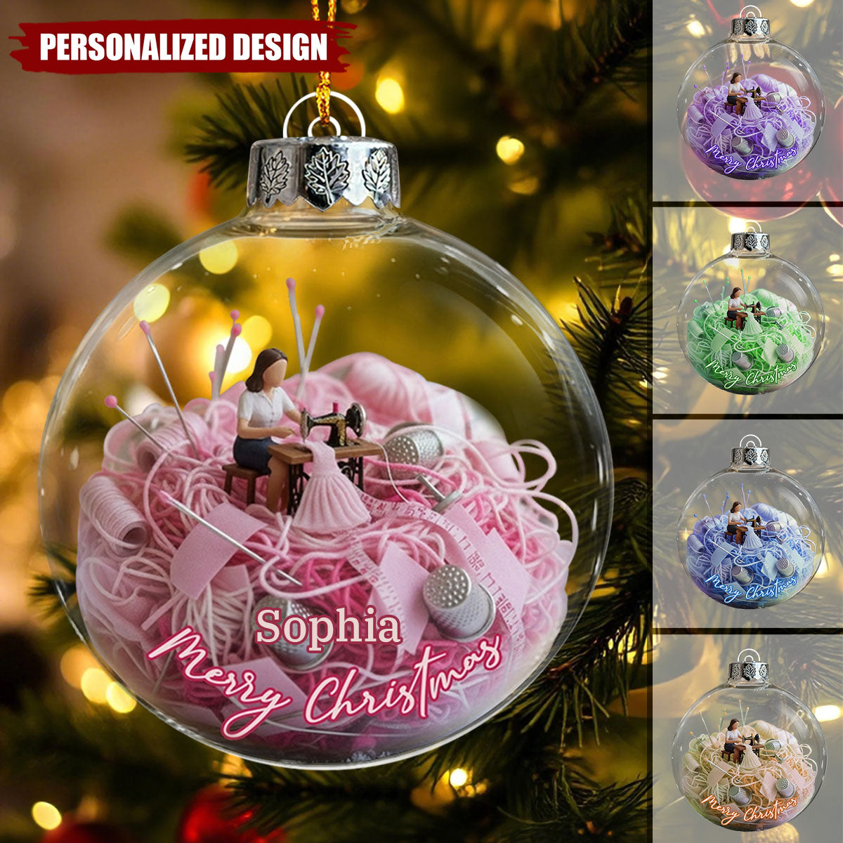Love Sewing - Personalized Seamstress Christmas Ornament