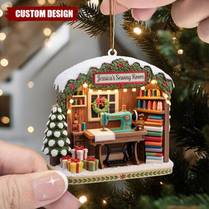 Personalized Vintage Sewing Machine Ornament – Custom Name Quilter Gift