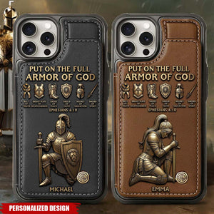 Personalized "Full Armor of God" Leather Wallet Phone Case – Custom Christian Gift
