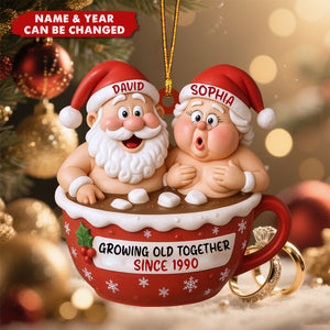Personalized “Growing Old Together” Santa Couple Ornament – Gift For Couples