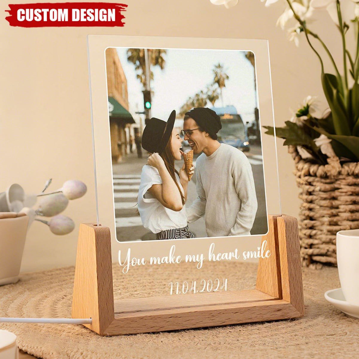 Peronalized Photo LED Night Light – Wedding Gift for Couple, Gift for Family