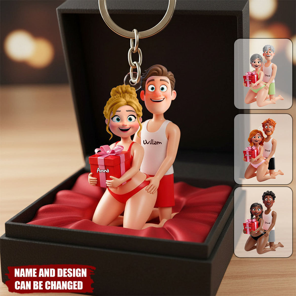 Personalized Cartoon Couple Keychain – Funny Gift for Couples