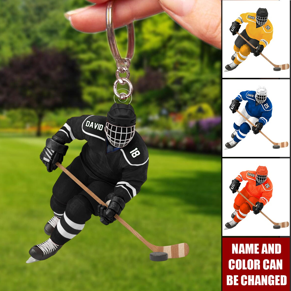 Personalized Ice Hockey Player Keychain — Gifts For Sport Lovers