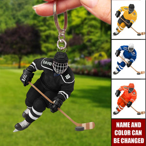 Personalized Ice Hockey Player Keychain — Gifts For Sport Lovers