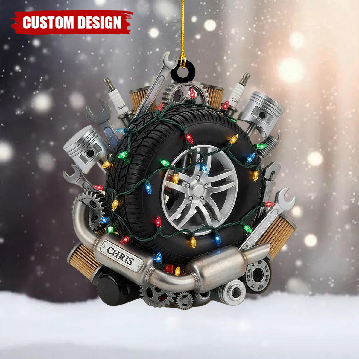 Personalized Mechanic Christmas Ornament – Custom Name Auto Repair Gift for Car Lovers