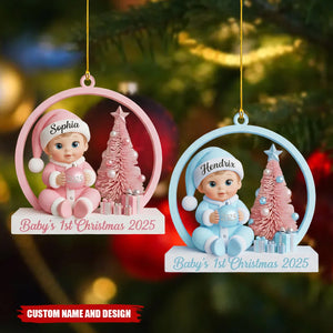 Personalized Baby’s 1st Christmas Ornament 2025 – Custom Name Keepsake for New Parents