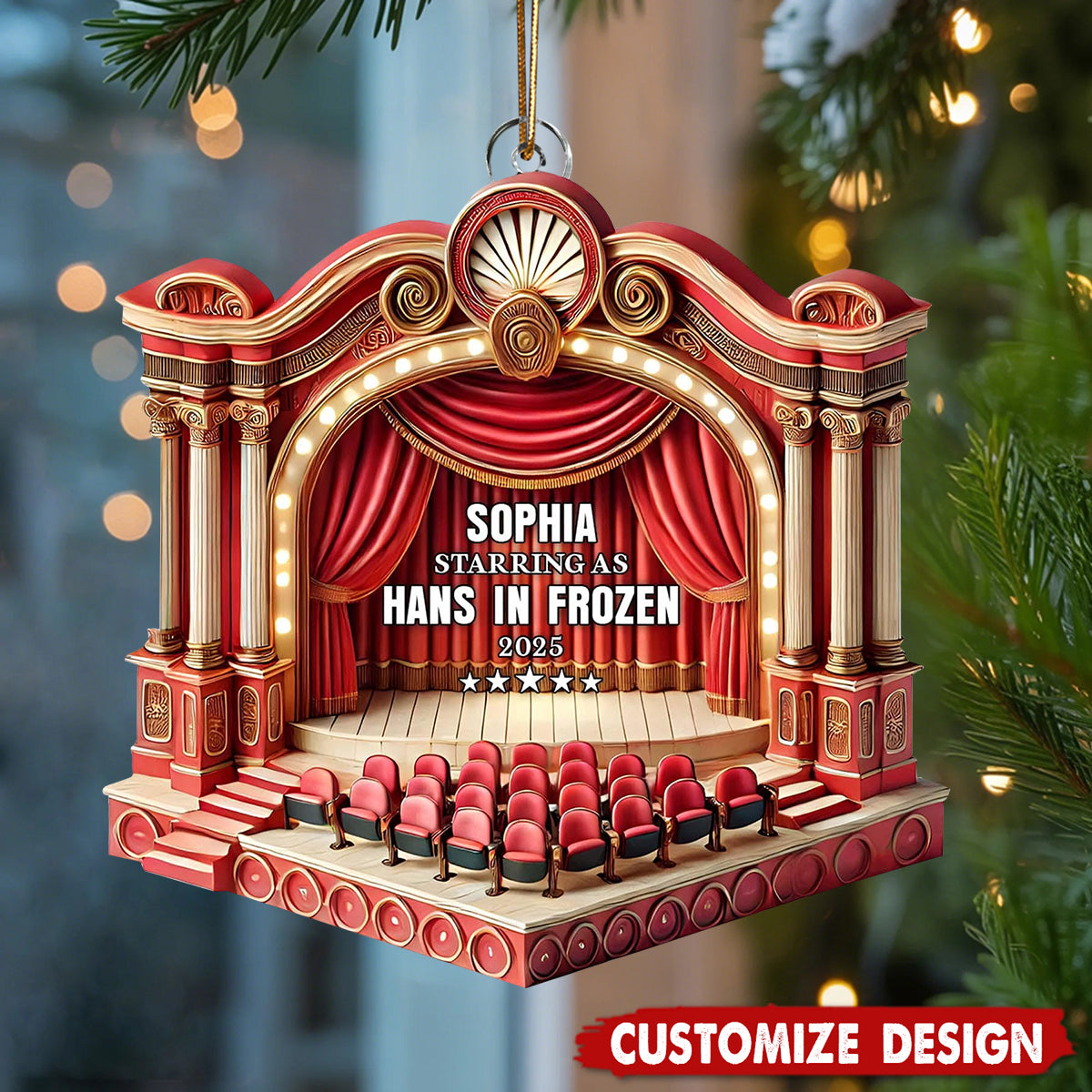 Personalized Theater Performance Ornament – Custom Name, Role & Year