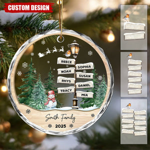 Personalized Family Name Street Sign Glass Christmas Ornament – Custom 2025 Holiday Keepsake