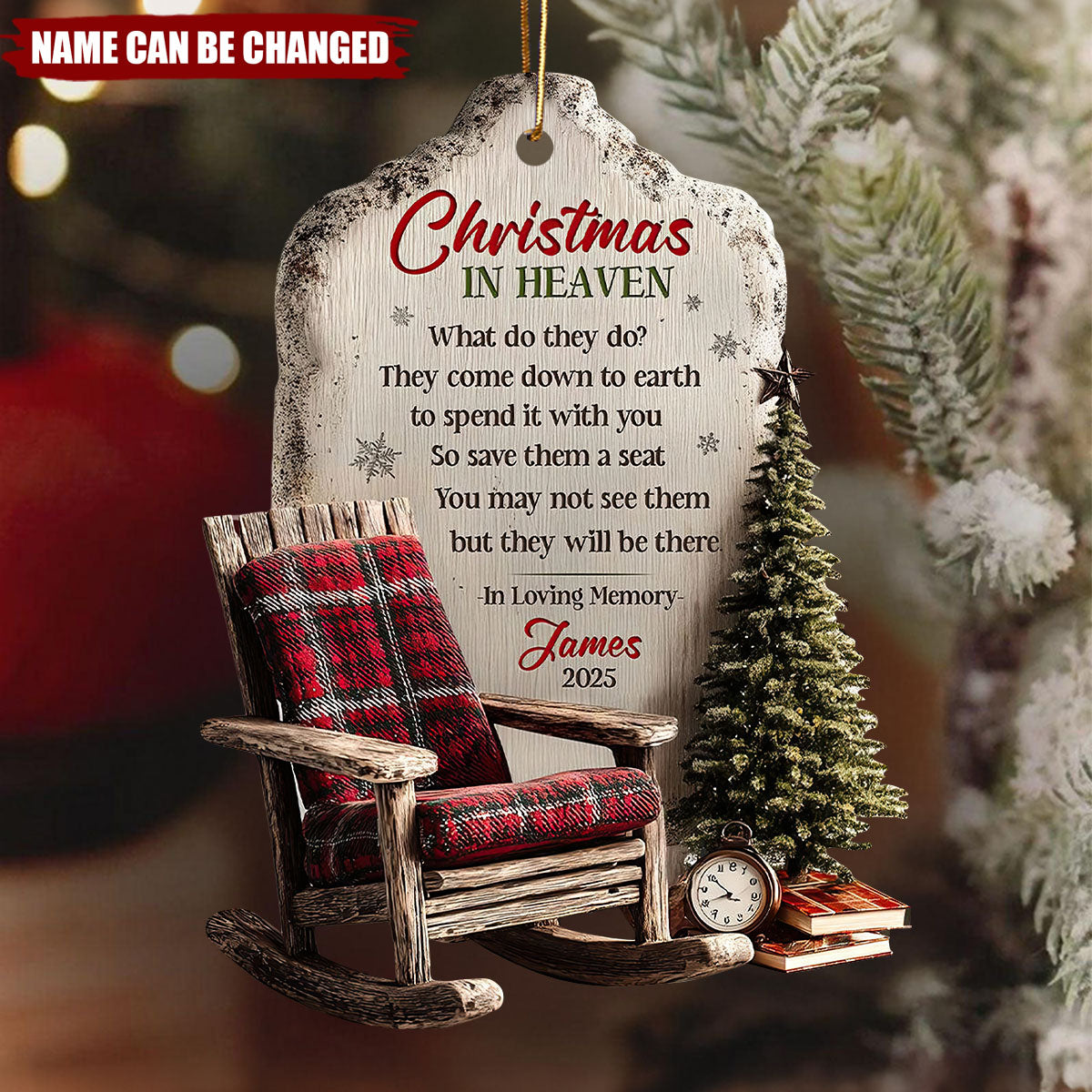 Christmas in Heaven Personalized Memorial Ornament – Custom Name & Year