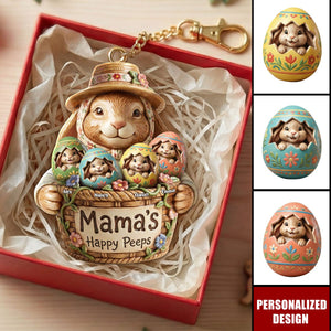 Personalized Easter Bunny Keychain – Custom Easter Gift for Mom