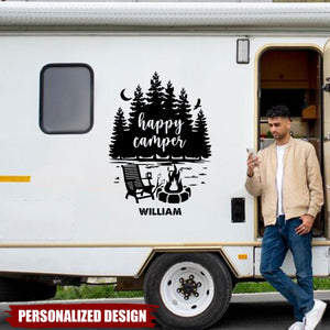 Personalized Forest Campfire RV Camper Window Decal - Gift For Camper Van Road Trip Lovers