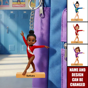 Personalized Gymnast Keychain – Custom Name Gymnast Gift For girls