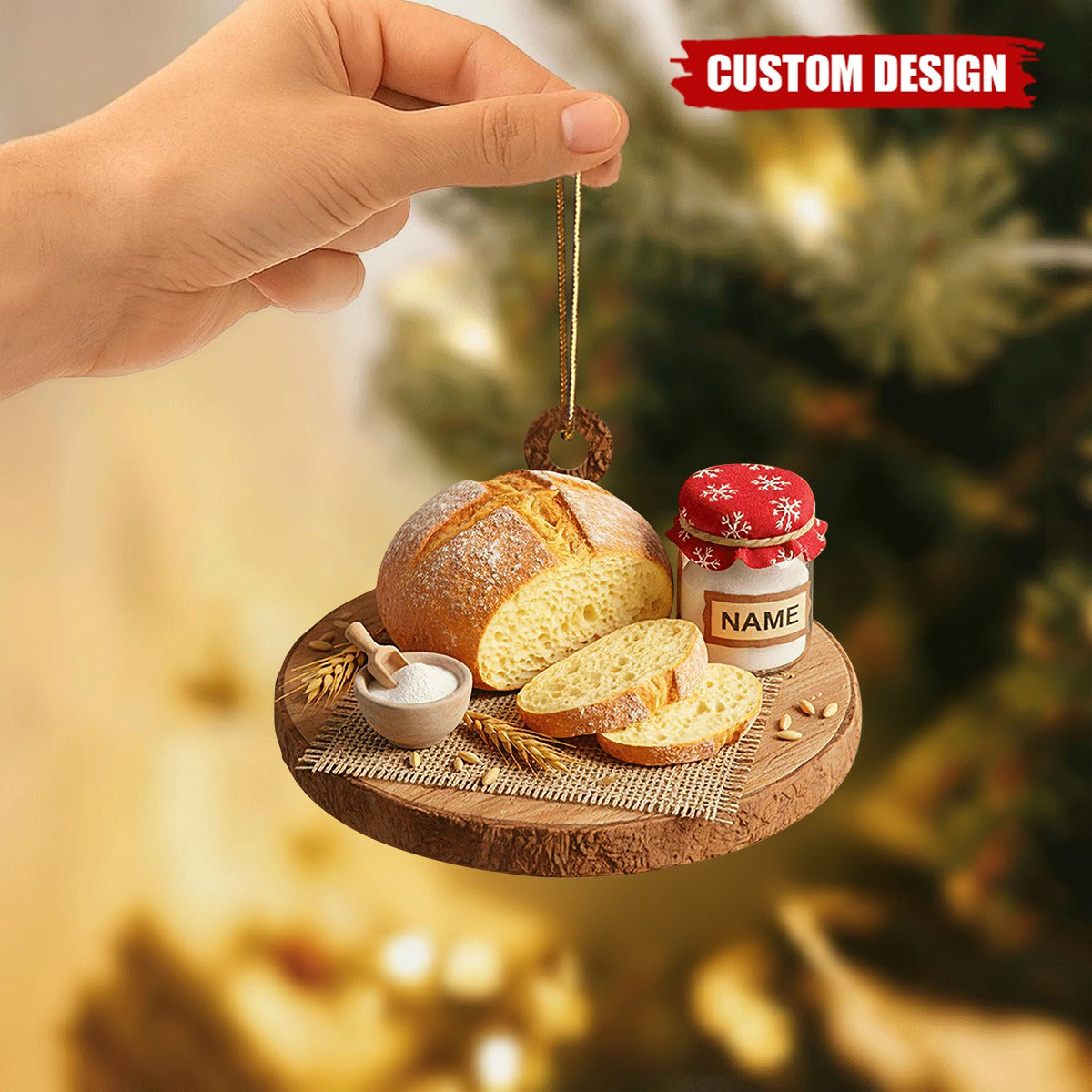 Custom Name Bread Ornament – Cozy Holiday Gift for Bakers & Food Lovers
