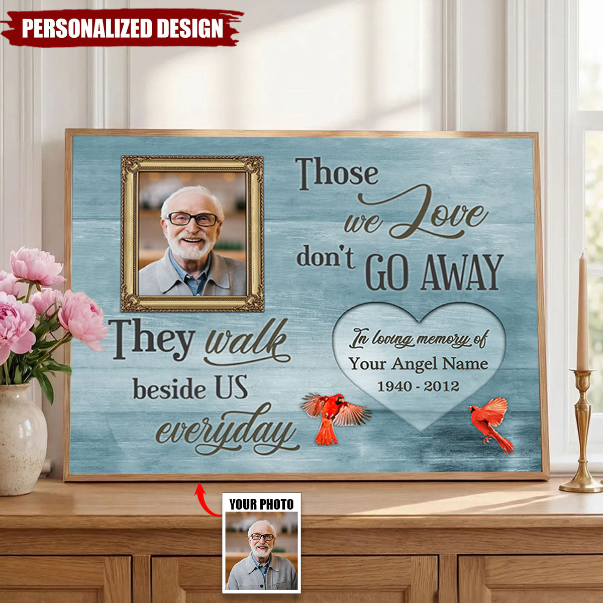 Heaven in Our Home Personalized Poster - Custom Photo & Name Memorial Gift
