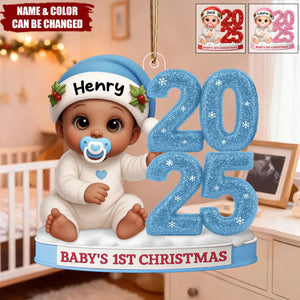 Baby’s First Christmas Ornament 2025 – Customizable Name & Color Design