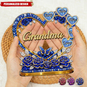 Personalized Heart Acrylic Plaque with Custom Family Names-Gift For Mom & Grandma