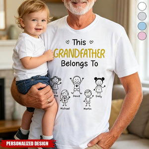 Personalized Figure Stick‑Figure Family T‑Shirt - Custom Children Names Gift for Father