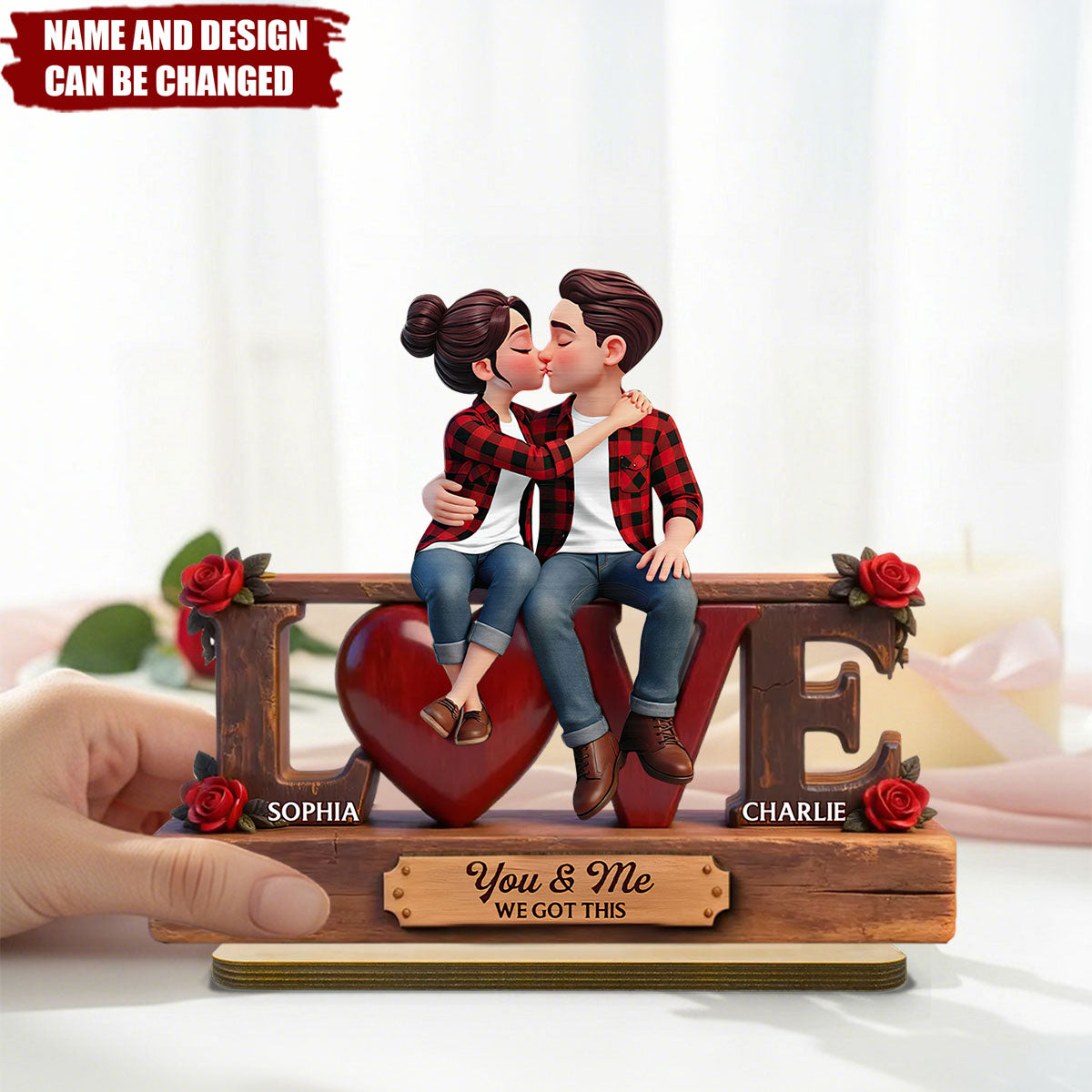 Personalized Couple Wooden Plaque “You & Me” – Custom Romantic Gift for Lovers