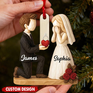 Custom Wedding Proposal Ornament – Personalized Couple Keepsake