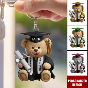 Personalized Graduation Bear Keychain - Graduation Gift For Family Members, Siblings