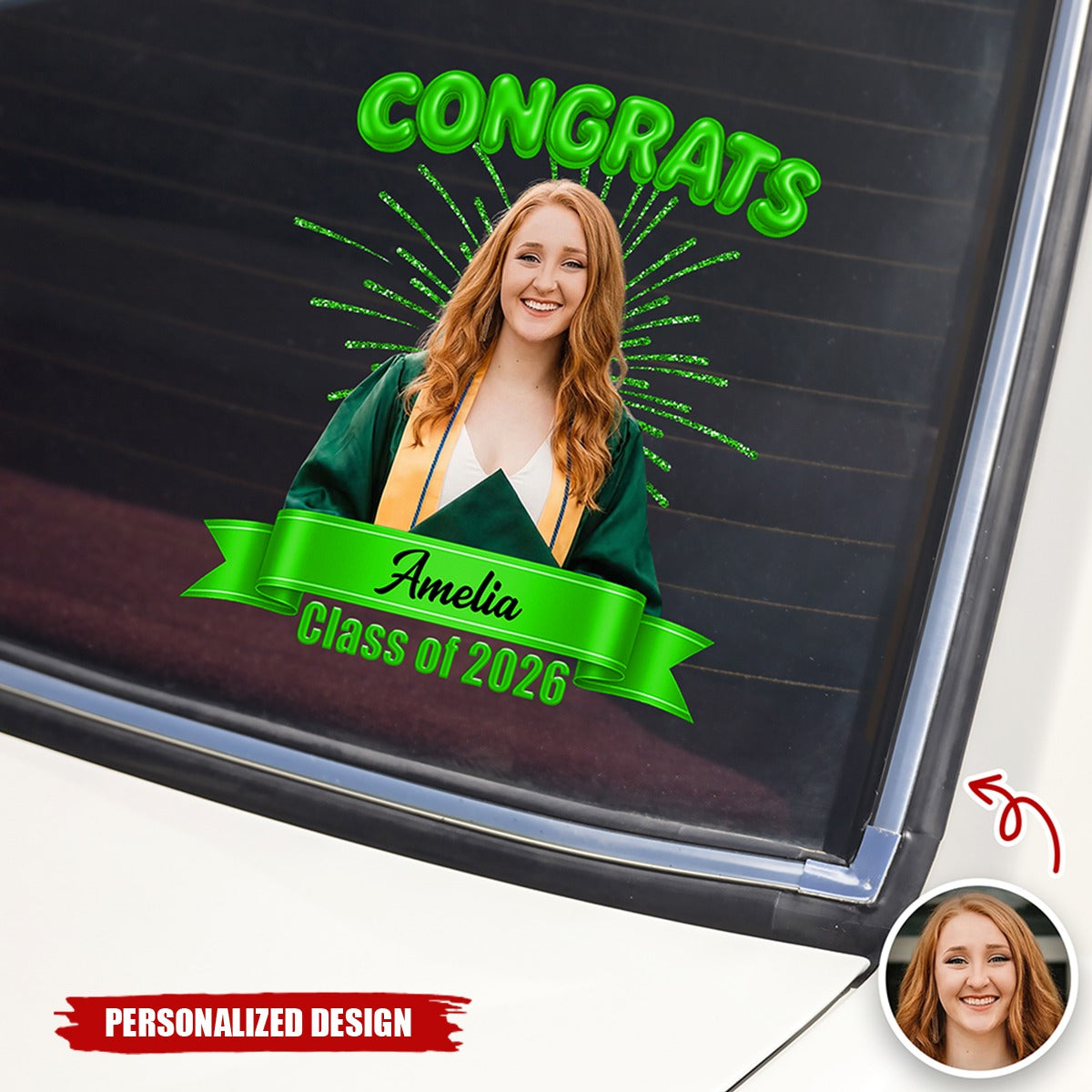 Personalized 2026 Graduation Photo Car Decal - Custom Photo & Name Sticker
