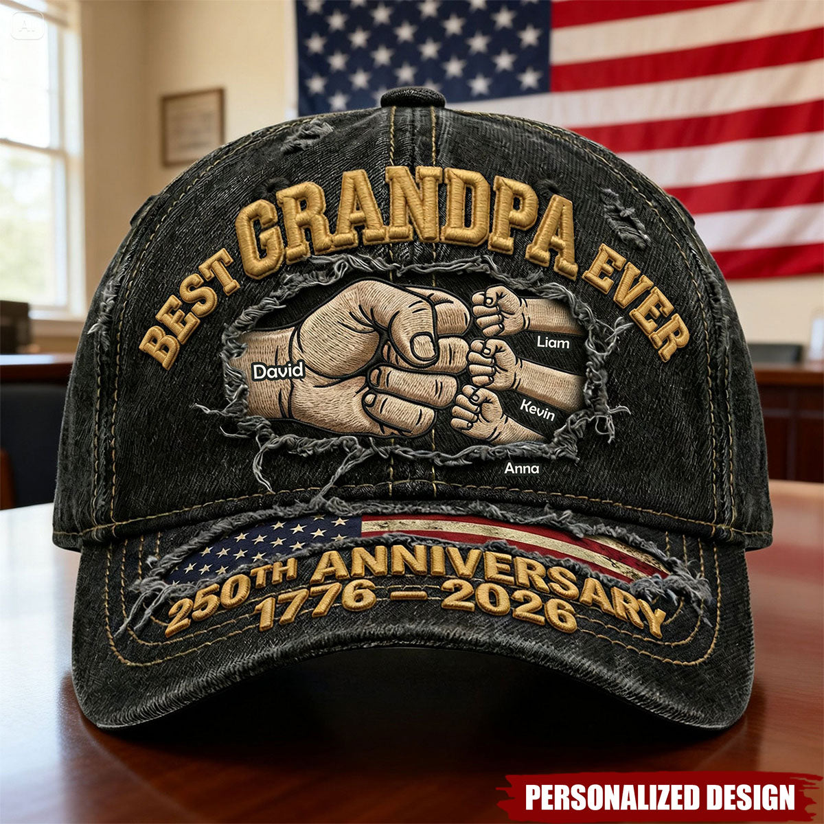 Personalized 250th Anniversary Best Dad Ever Cap - Custom Gifts For Dad