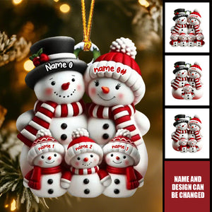 Personalized Snowman Family Acrylic Ornament – Custom Names & Family Design