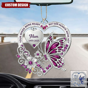 Memorial Heart Ornament for Mom/Dad – Personalized In Memory Car Charm Decor