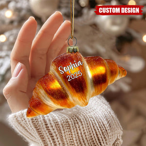 Custom Croissant Christmas Ornament – Personalized Name & Year