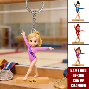 Personalized Gymnast Keychain – Custom Name Gymnast Gift For girls